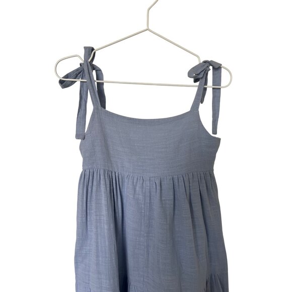 Zara Blue Tie-Strap Tiered Maxi Dress With Smocked Back - Picture 7 of 10